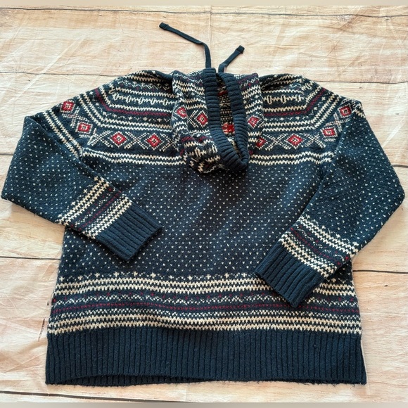 American Eagle Super Soft Birdseye Fairisle Hooded Sweater Mens Xxl - Picture 7 of 9